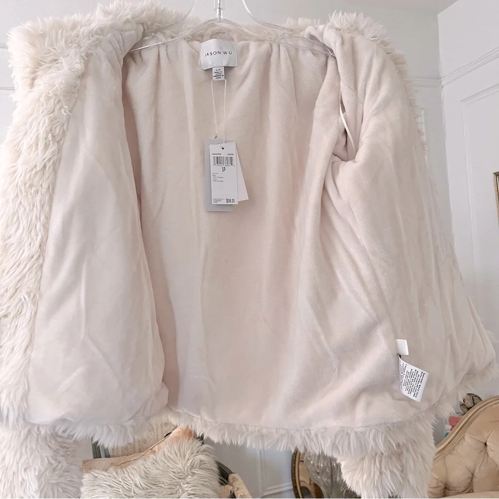 JASON WU Faux Fur White Jacket Coat Size S P RARE ~ NWT